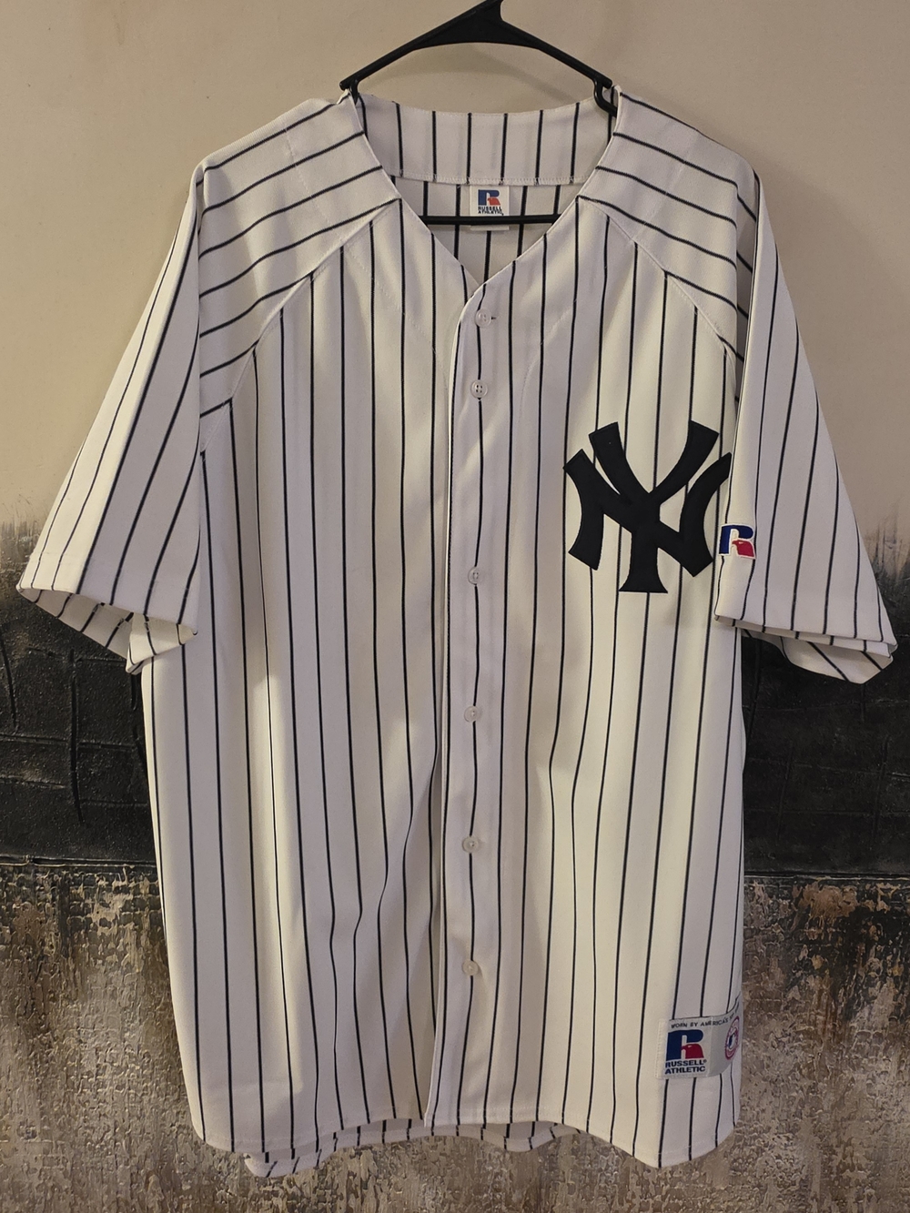 Vintage Never Worn Russell New York Yankees White Pinstripe Baseball Jersey XL